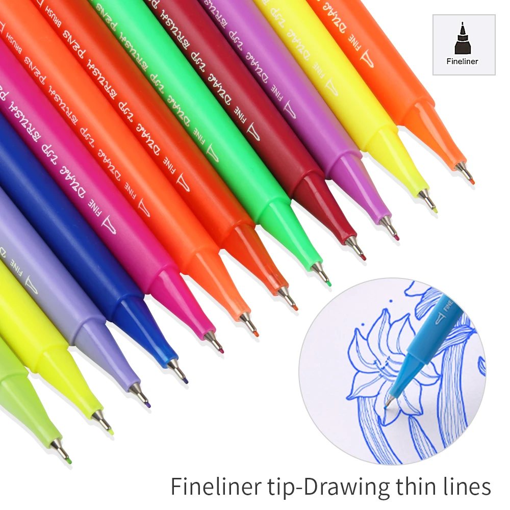 48-100Colors художественные маркеры FineLiner ручки с двумя наконечниками для рисования