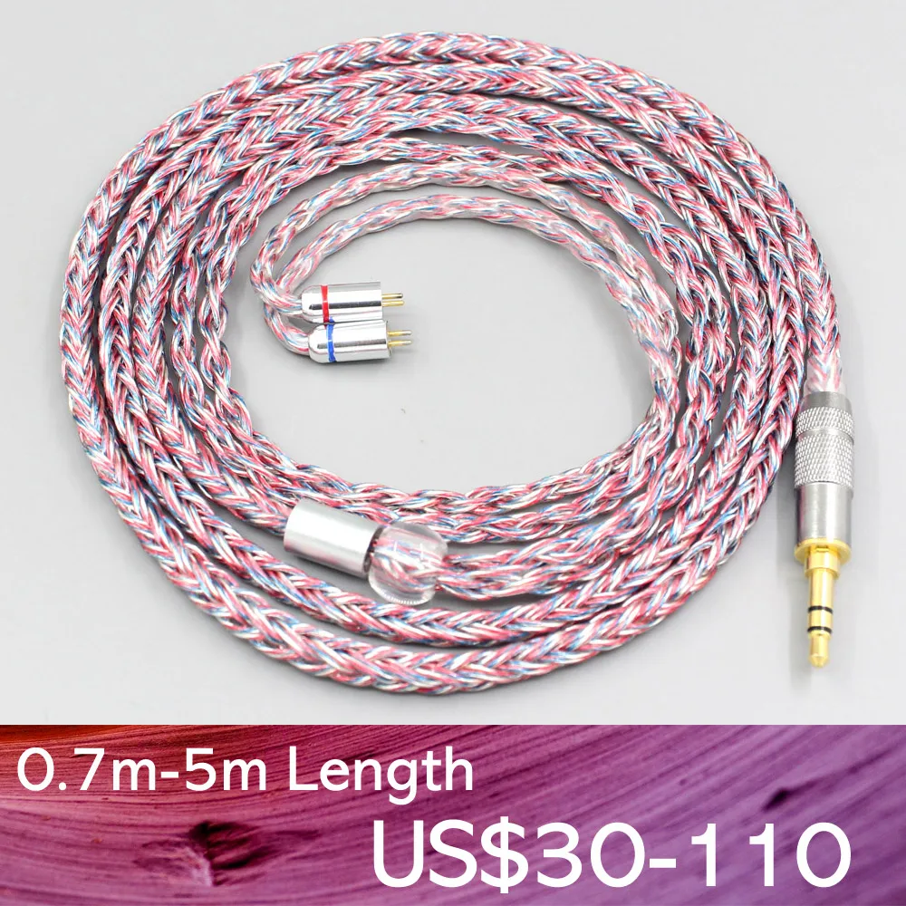 

LN007563 16 Core Silver OCC OFC Mixed Braided Cable For 0.78mm Flat Step JH Audio JH16 Pro JH11 Pro 5 6 7 BA Custom Earphone