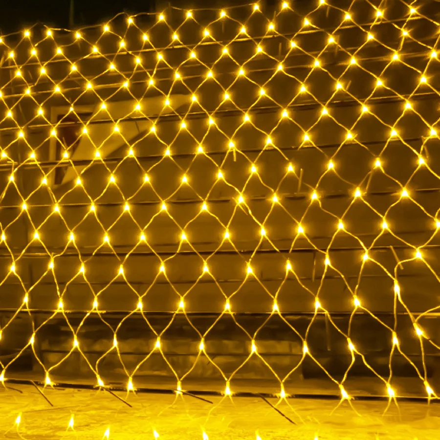 

LED сетка Фея светильник гирлянда оконная занавеска Рождественский Сказочный фон светильник Свадебная вечеринка для отдыха на открытом воз...