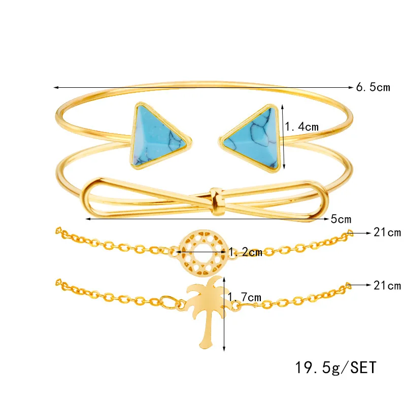 4 шт./компл. богемное очарование кокосовое дерево треугольный камень браслет с