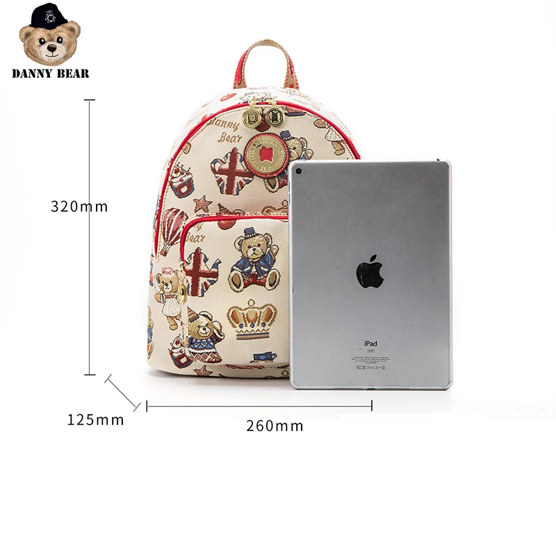 

Danny Bear Fashion Bear Printed Backpack Vogue Travel Zipper Big Capacity Casual College Student Bagpack Bag DMB9915066