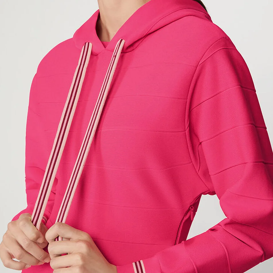 Осенне зимний свитер с капюшоном розового и красного цвета облегающее мини