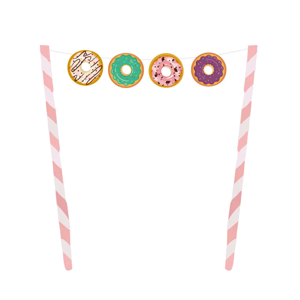 Donut Party Supplies Disposable Tableware Plate Cup Baby Shower Children Favour Birthday Decoration Donut Ice Cream Balloon images - 6