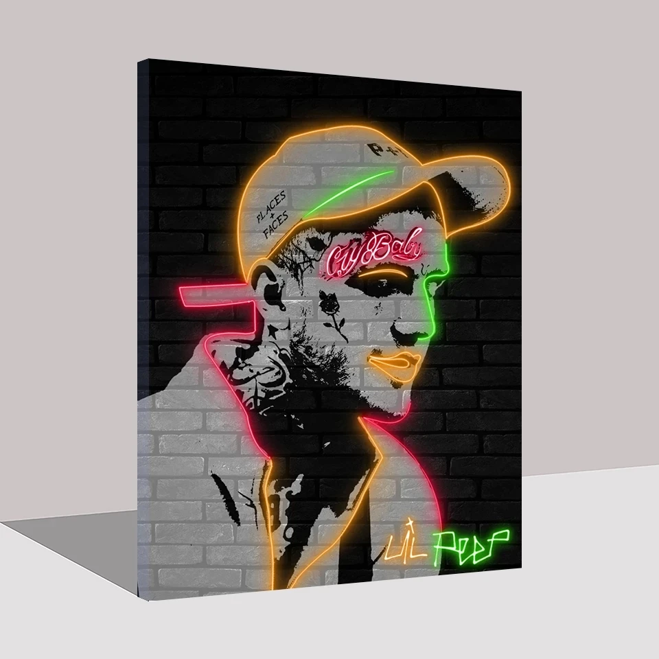 

Lil Peep Canvas Painting Hip Pop Rapper Wall Art Posters Print American Singer Pictures Modern Modular Home Decor Bedroom Frame