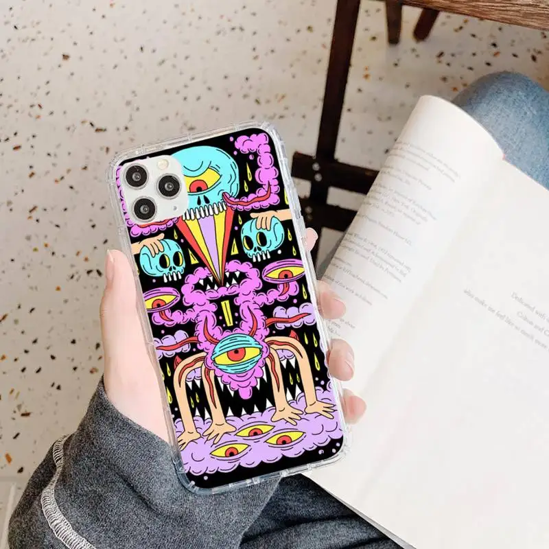 

Colourful Psychedelic Trippy Phone Case Transparent for iPhone 11 12 mini pro XS MAX 8 7 6 6S Plus X 5S SE 2020 XR