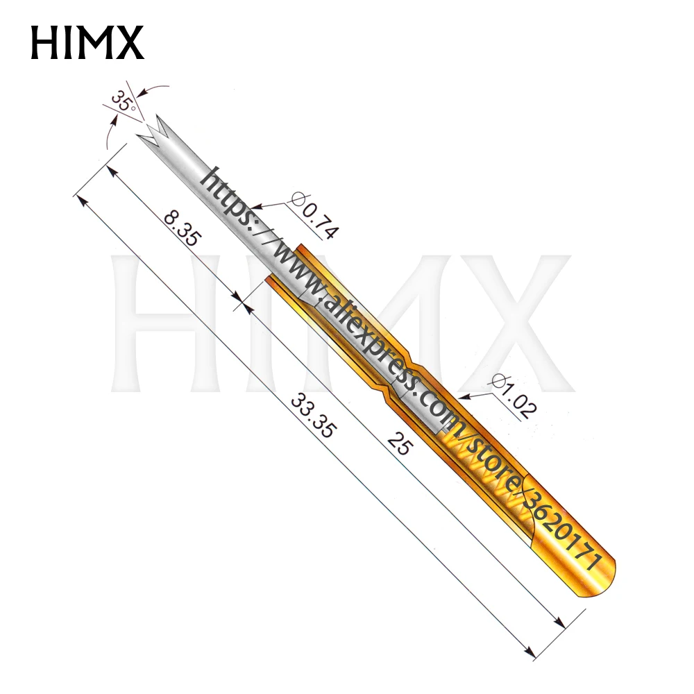 100 шт. выдвижная пружинная игла для испытания зонда наперсток 0 74 мм Латунная