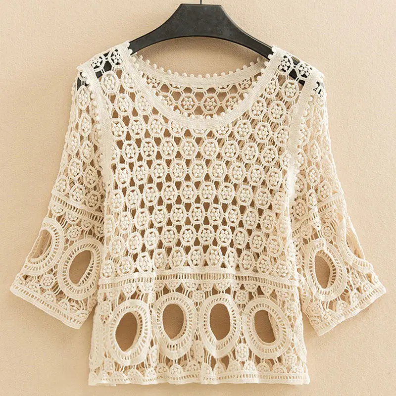

2022 fashion new sweater jacket women's summer loose hollow thin section Western casual jacket temperament all-match