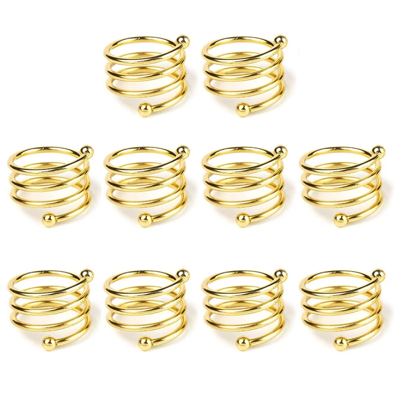 

10 шт. золотых салфеток и круглых держателей для салфеток для свадеб, обеденных вечеринок, украшения для стола