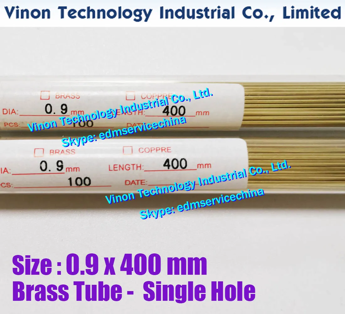 

(100PCS/LOT) 0.9x400MM EDM Brass Tube Single Hole, Brass EDM Tubing Electrode Tube Single Channel, Diameter 0.9mm, 400mm Long