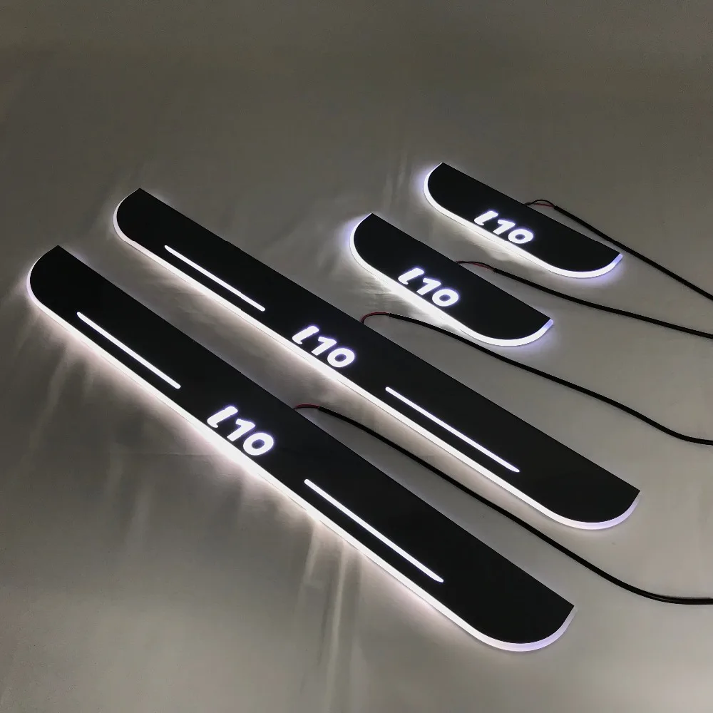 RQXR led движущиеся двери потертости для hyundai grand i10 динамический порог пластина плоская подкладка накладка потока света, 4 шт