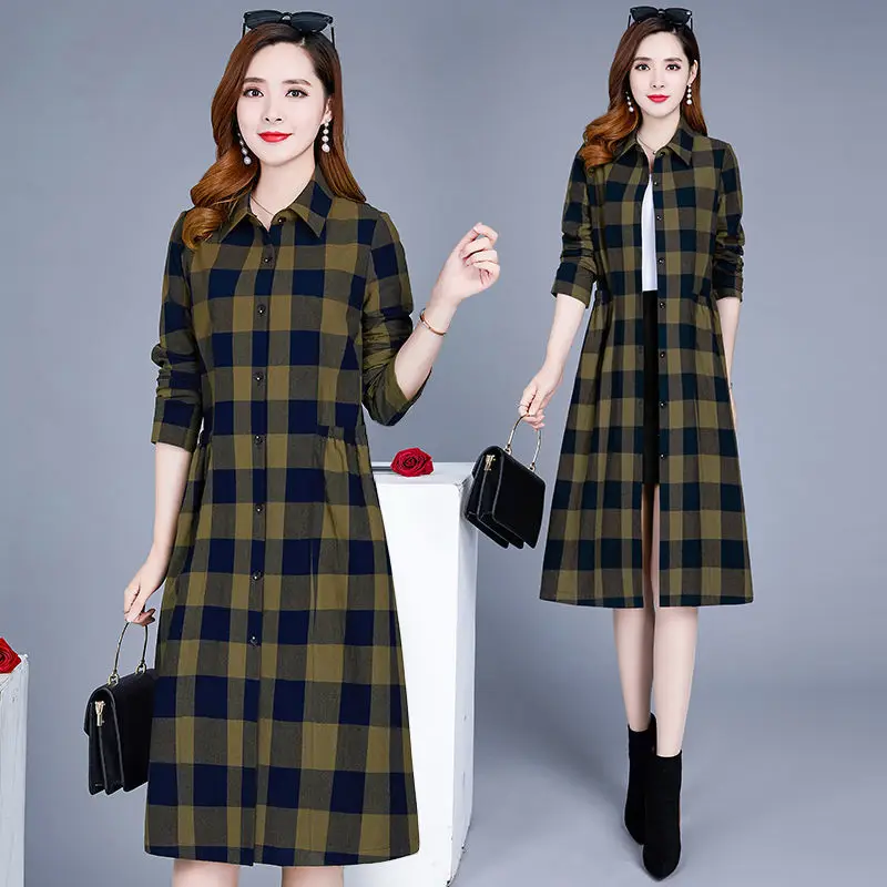 

Casual All-match Slim Slim Coat Plaid Windbreaker 2021 Spring and Autumn New Korean Version of Pure Color Women's Loose