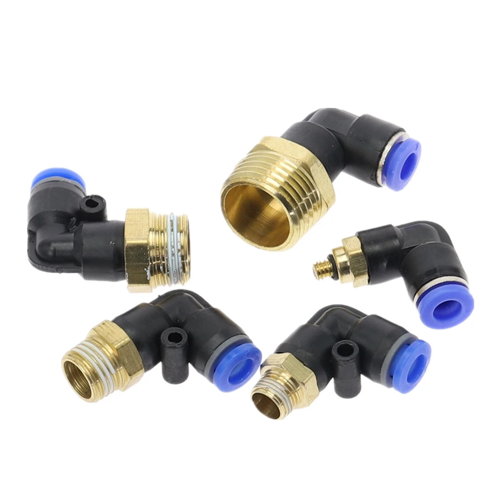 

Air Pneumatic Pipe Connector 10mm 8mm 6mm 12mm OD Hose Tube 1/8" 1/4" 3/8" 1/2" BSPT Male Thread L Shape Gas Quick Joint Fitting