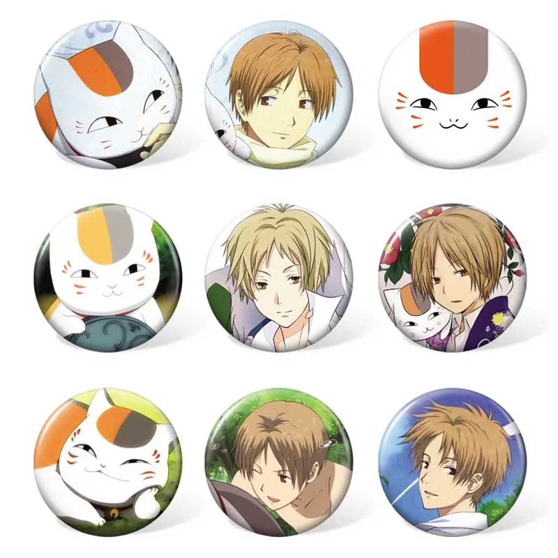 

9 шт. 58 мм Нацумэ Yuujinchou Nyanko-sensei мультяшный значок аниме круглая брошь булавка