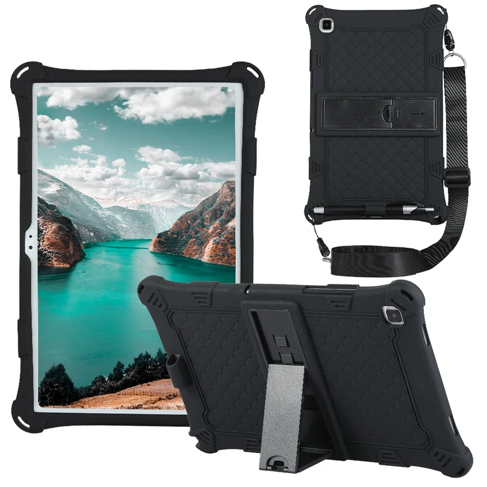 

Lightweight Kids Shockproof Cover for Samsung Galaxy Tab A7 T507 T505 T500 Silicone Case with Pencil Holder Shoulder Strap+Pen