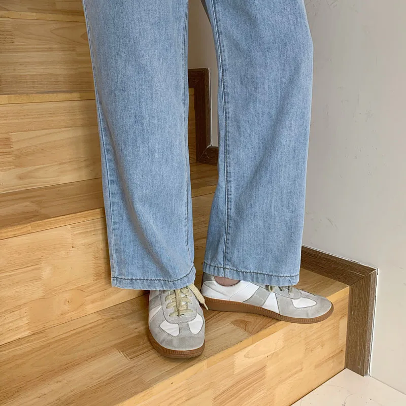 

Jeans Women Vintage Stylish High Street Daily All-match Full Length Teens Wide-leg Trousers Solid High Waisted Women's Clothing