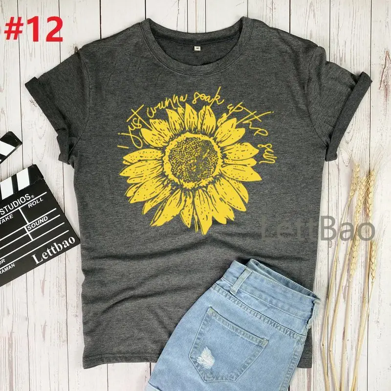 

Vogue Sunflower Summer T-shirt Women Funny Fashion Female Tshirt Harajuku Aesthetic Shirt Printed Harajuku Korean Street T Shirt