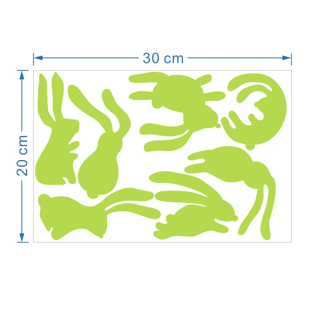 

Night Light Paste Rabbit Footprints Egg Happy Easter Holiday Decoration Cartoon Fluorescent Stickers Glow In The Dark