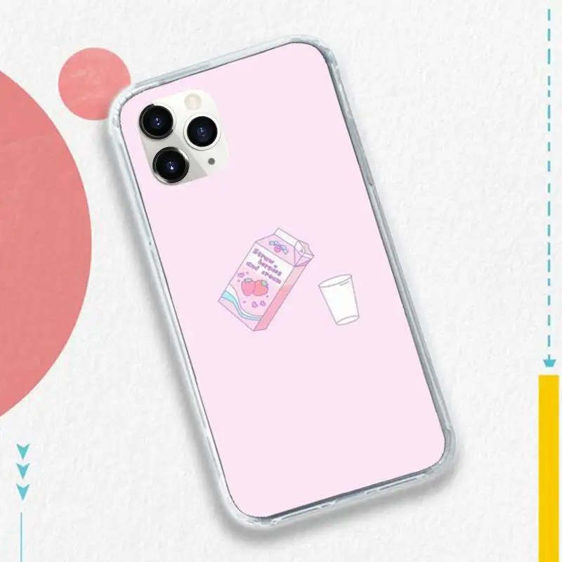 

Kawaii Japanese Strawberry Milk Box Phone Case for iPhone 11 12 pro XS MAX 8 7 6 6S Plus X 5S SE 2020 XR