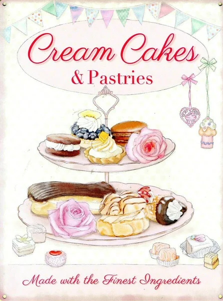 

Home & Kitchen Cakes Tin Sign Cakes and Pastries Cream Home Decoration