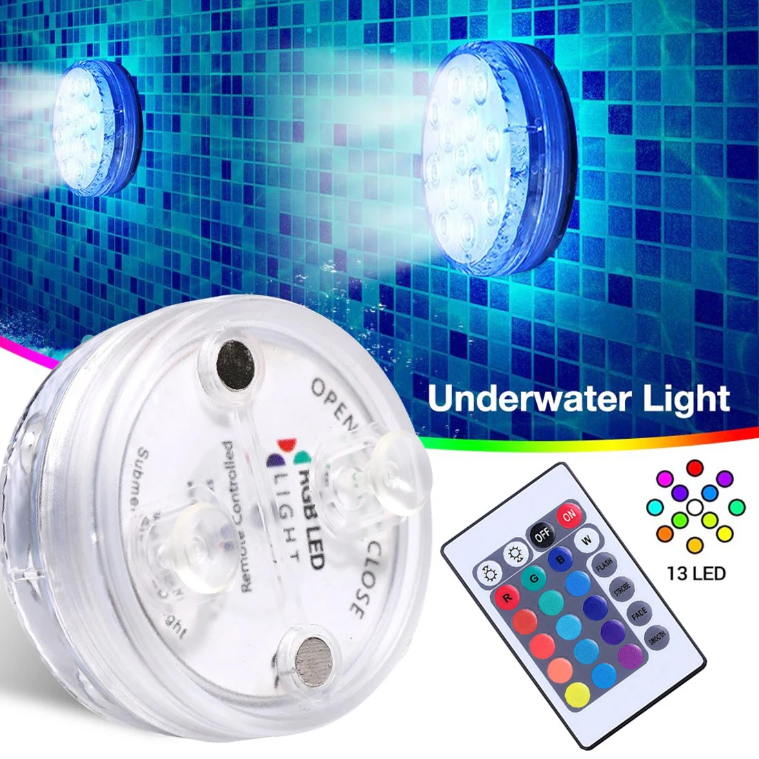 2020 Led Дистанционное управление RGB погружной светильник 10/13 Батарея работает под