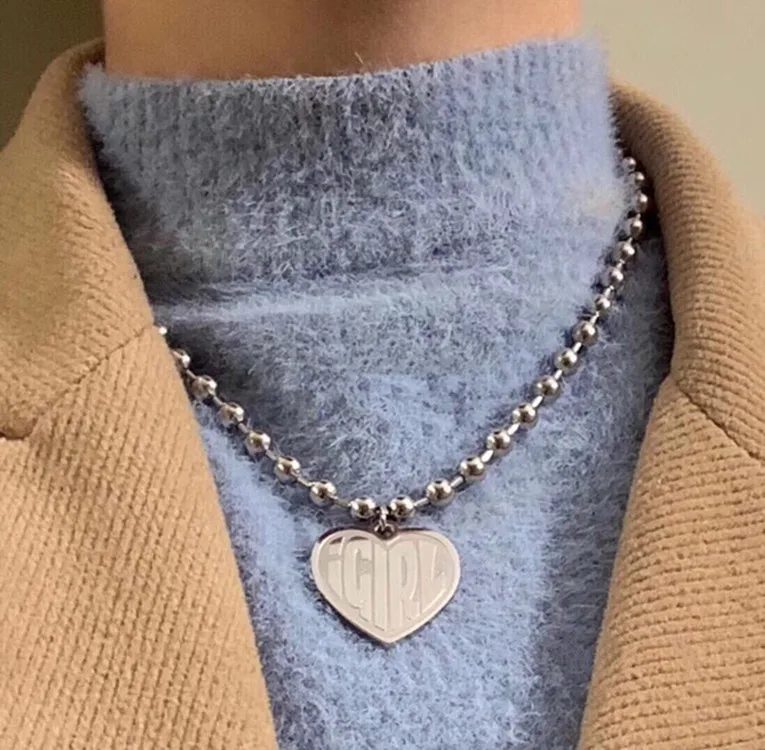 Ожерелье в виде сердца из нержавеющей стали IGIRL Unif, сверхмощная Готическая уличная цепочка, колье, металлический воротник, полированный