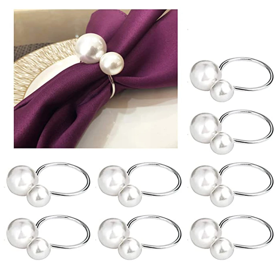 

Pearl Napkin Rings Set of 12 Gold Ring Holders for Dinner Party Wedding Decor Formal or Casual Dinning Table Decoration