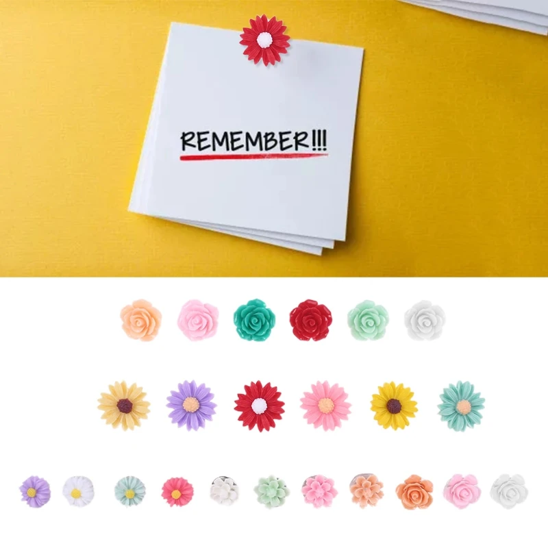 

50pcs Colorful Flowers Thumbtacks Floret Pushpins Wall Office Decorative for Whiteboard Photos Maps Bulletin Board