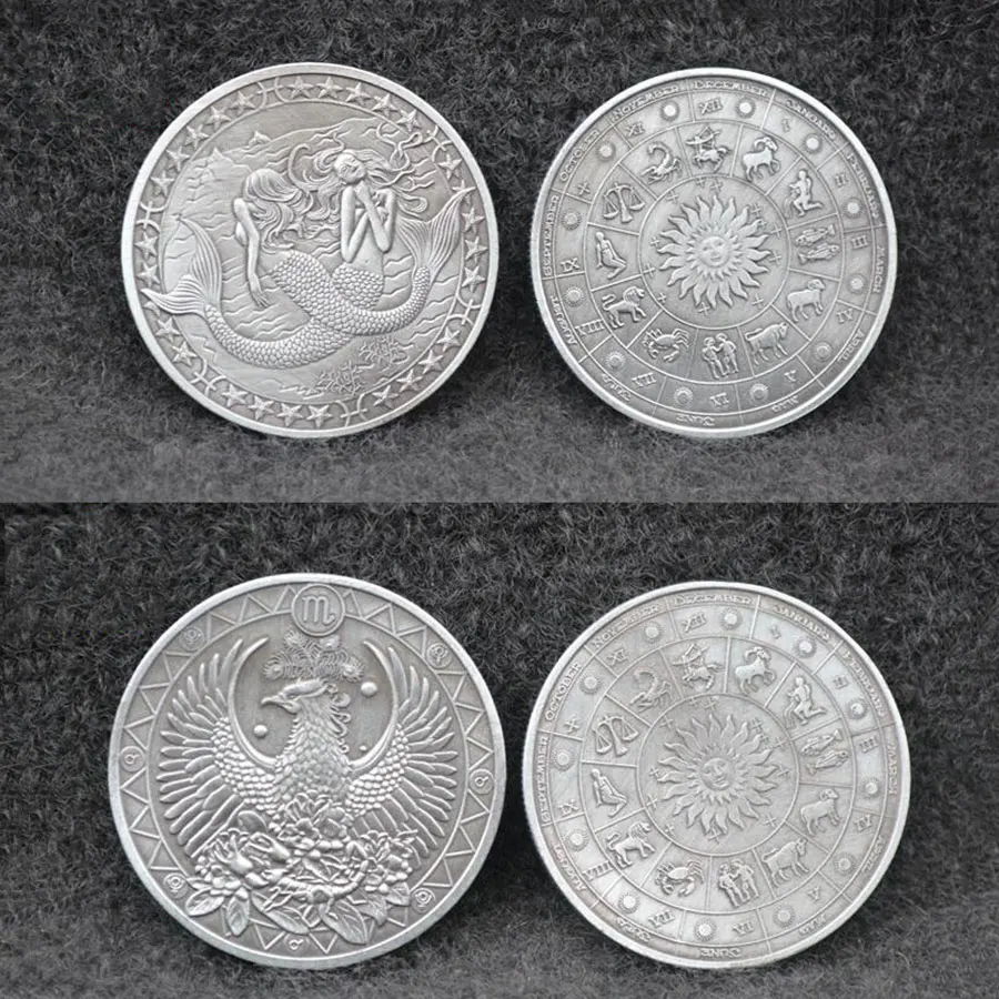 Монеты двенадцать созвездий медальоны античная тисненая монета Cacer любовь