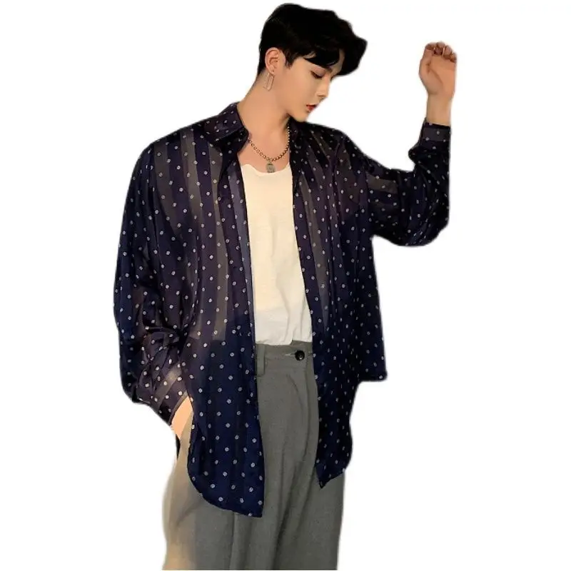 

IEFB Summer Trend Ultra Thin Printed Men's Long Sleeve Shirt Loose Causal 2021 New Tops For Male Tide Sunscreen Clothing 9Y6527