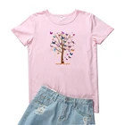 Бабочка дерево футболка для женщин эстетические, Детский костюм-тройка для женщин Забавный круглый Детский рюкзачок средства ухода за кожей шеи для женщин футболки Harajukuодежда футболка, женские топы