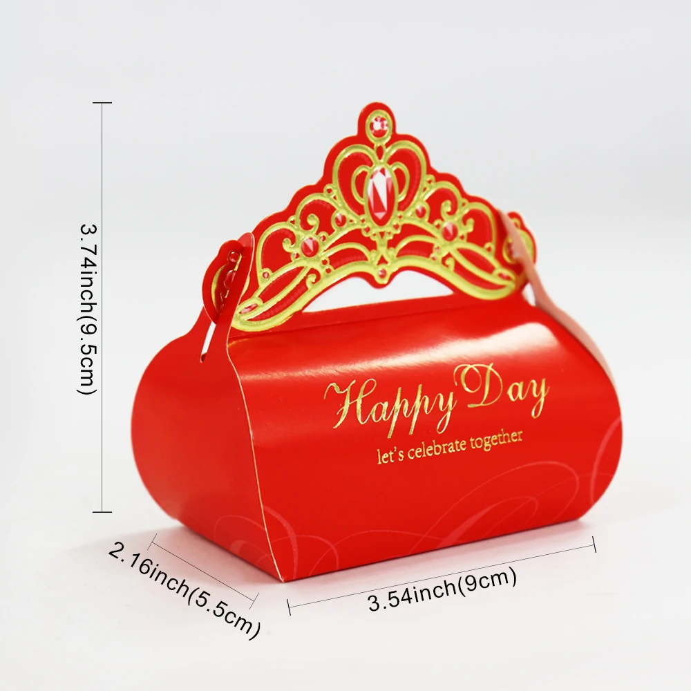 10 шт. Розовый Корона конфетная коробка 9x9x5 8 см Свадебная вечеринка подароки