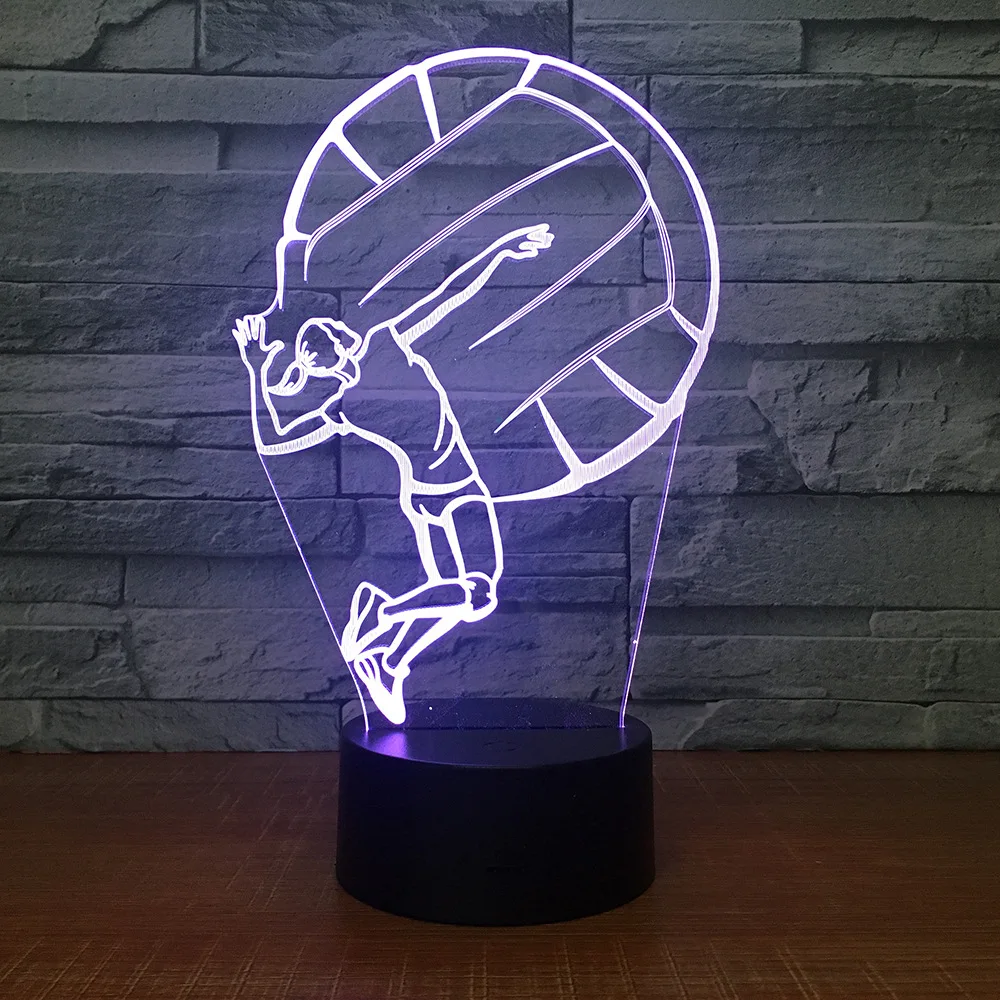 Волейбольный плеер женский 3D светодиодный ночник RGB 7 цветов Изменение
