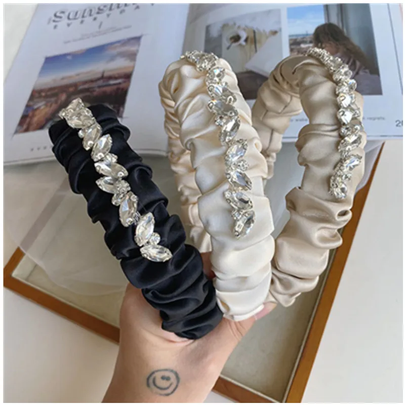 

Женский широкий обруч для волос в форме листьев, со складками