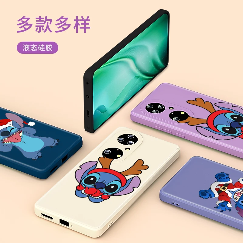 

Stitch Christmas Disney for Huawei P50 P40 P30 P20 Lite Pro P Smart Z Pro Plus 2021 2019 Liquid Silicone Soft Phone Case