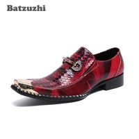 batzuzhi italian type formal leather dress shoes men shoes golden pointed metal tip chaussure homme luxury male party shoes