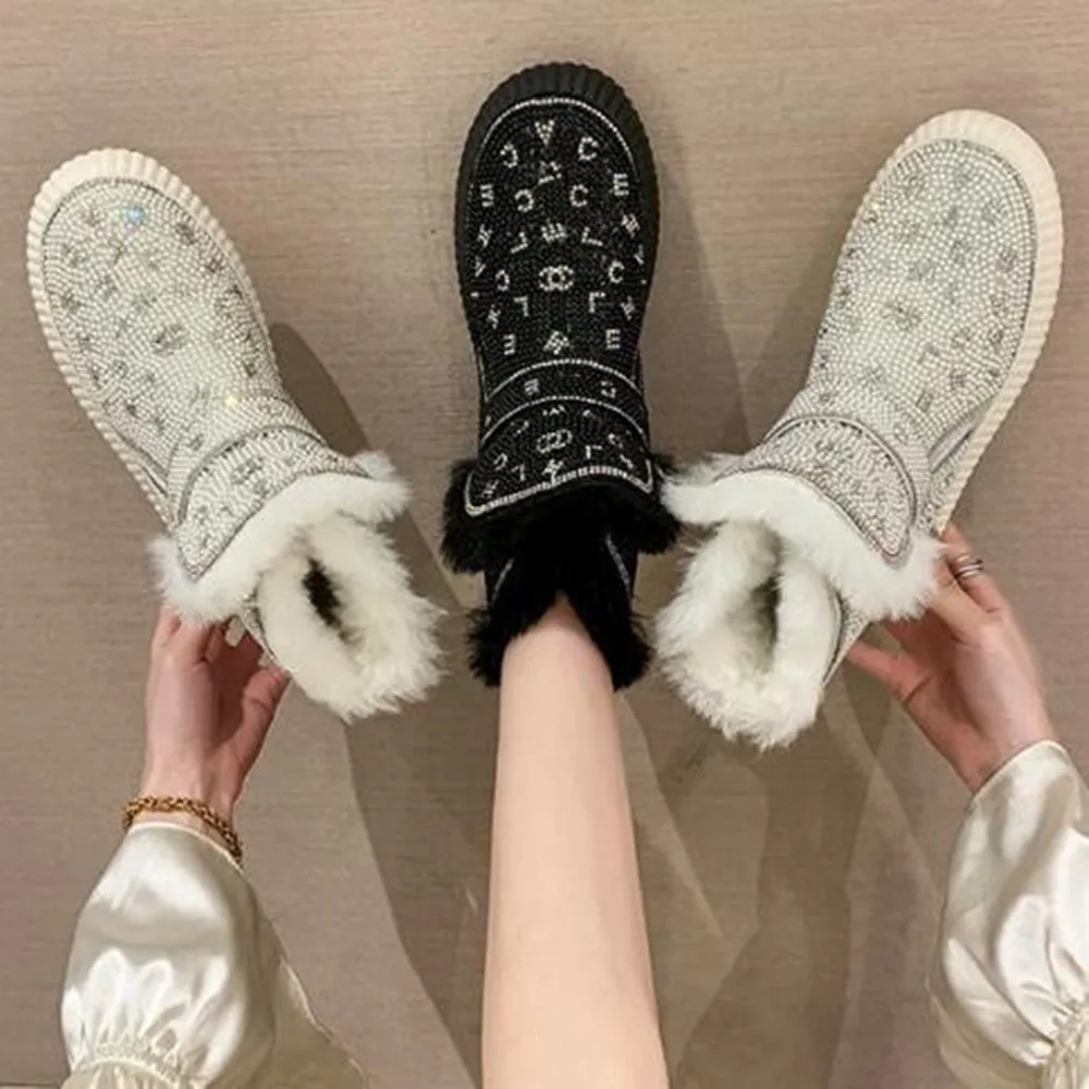

2021 Winter New wWomen's Boots Fur Integrated Snow Boots Women's Head Flat Bottom Short Boots Women's Fashion Cotton Shoes