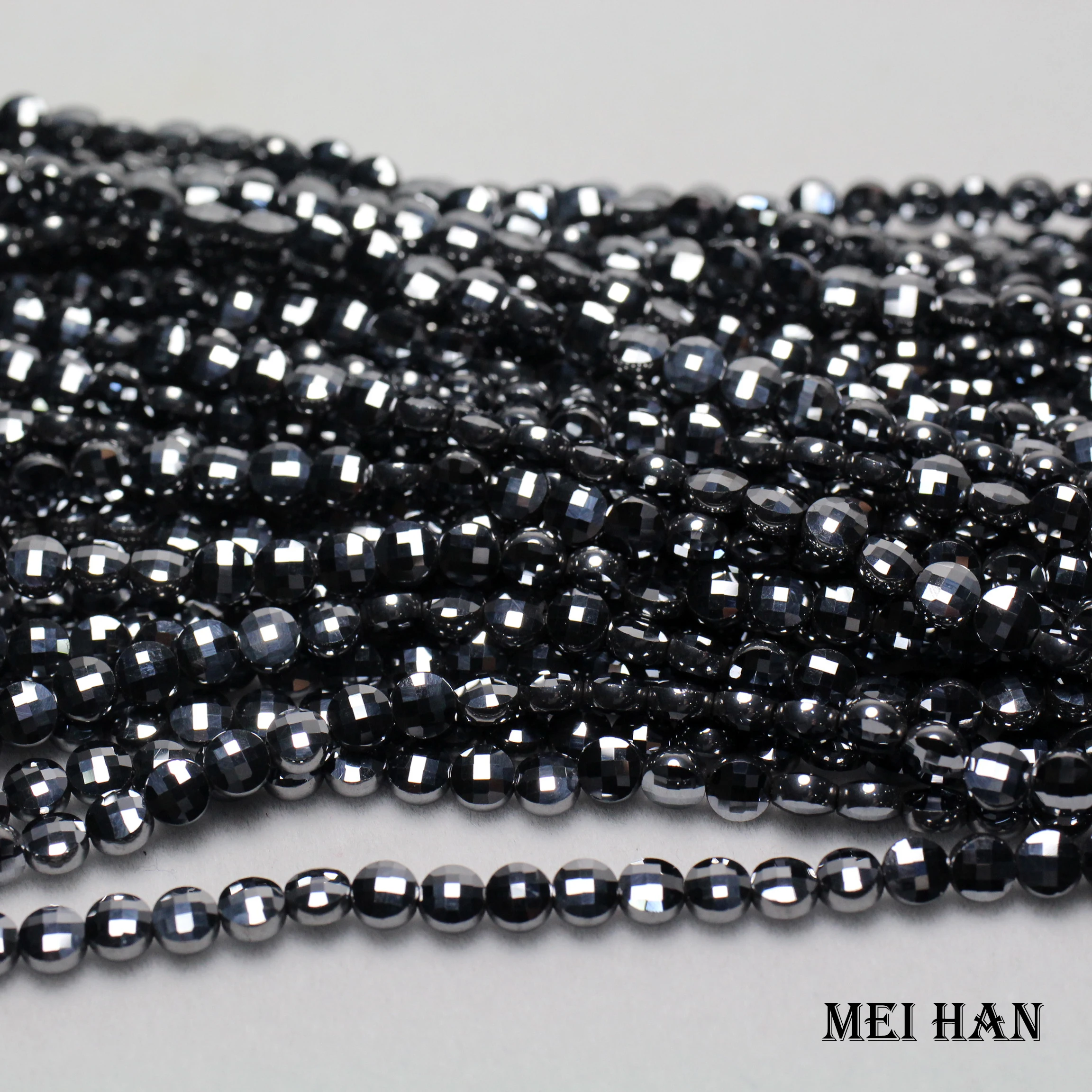 Meihan (3 нити/комплект) натуральные 4 мм Terahertz ограненные монет круглые свободные