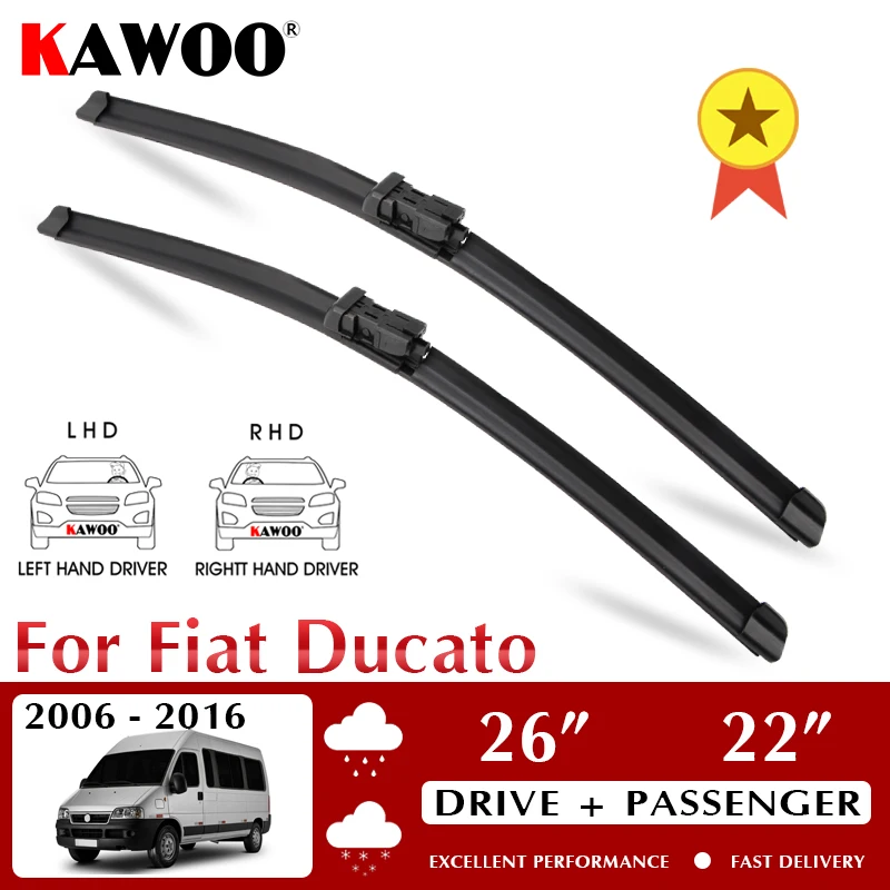 

KAWOO Wiper Front Car Wiper Blades For Fiat Ducato 2006-2016 Windshield Windscreen Front Window Accessories 26"+22" LHD RHD