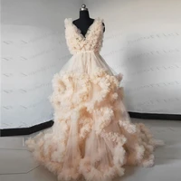 2022 gorgeous ball gown maternity dresses sleeveless soft tulle ruffles womens formal party dress summer robes prom gown
