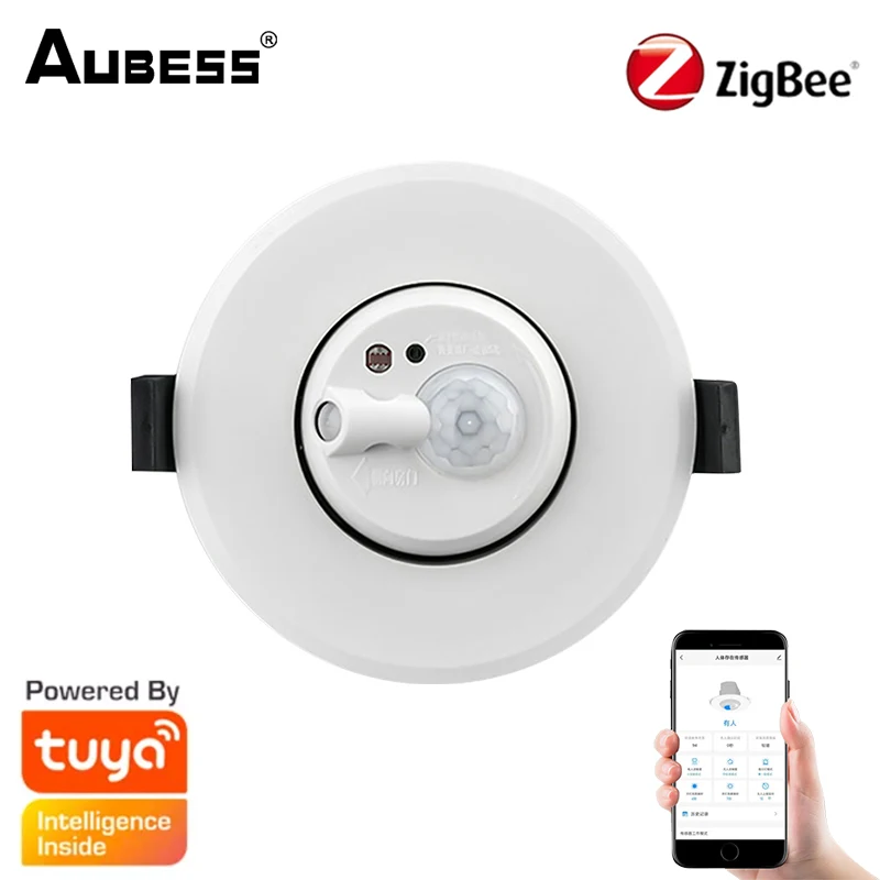 

Aubess Tuya Smart ZigBee Smart Ceiling-mounted Human Presence Sensor Tuya Human Body Motion Detection Sensor Work With Gateway
