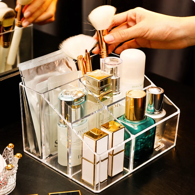 

Multifunction Cosmetic Storage Box Makeup Brush Organizer Acrylic Transparent Stationery Box Bathroom Accessories Pen Holder