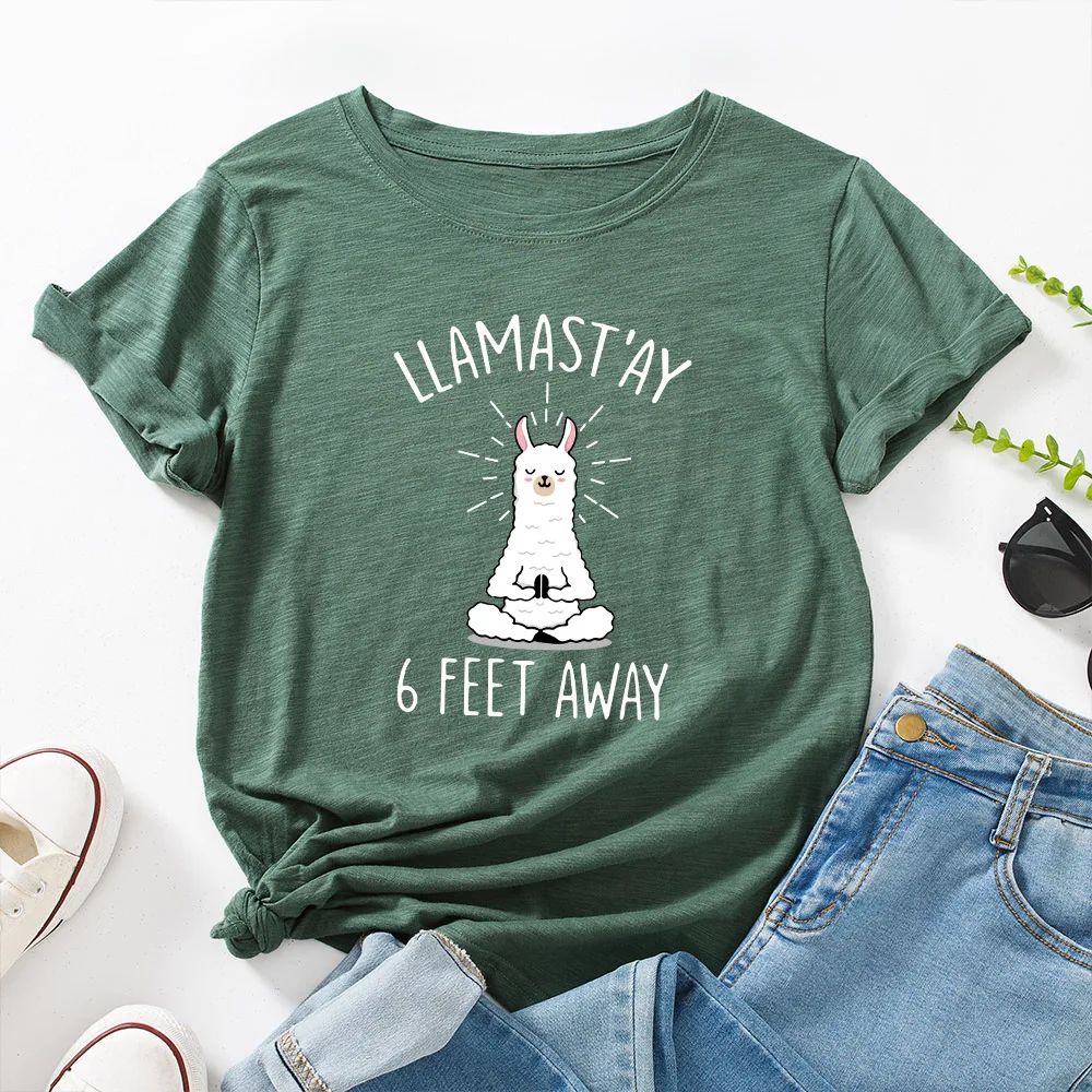 

Women's Graphic Tees Cotton Short Sleeve Crew Neck Loose T Shirt Plus Size Tops Female Summer Casual Clothes Funny Llama Shirt