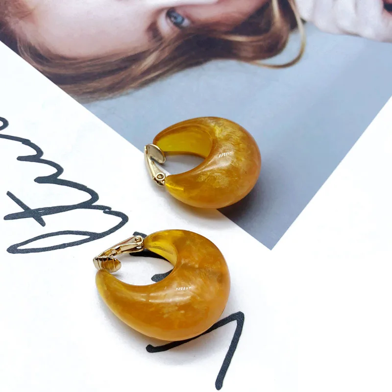 Модные Винтажные серьги-кольца SRCOI из плотной смолы 2019 карамельных цветов