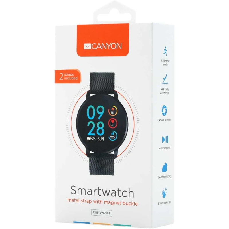 Смарт-часы CANYON CNS-SW71BB 1.22" черный/черный (ds1cnssw71bb) | Электроника