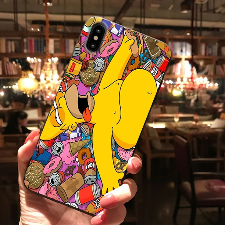 Homer J. Simpson Черный силиконовый чехол для телефона iPhone X XR XS Max 11 11Pro Max 6s 7 8 Plus Барт Симпсон Забавный мультяшный чехол