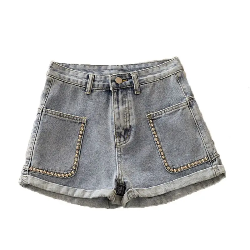Miss Jeans Summer 2020 nian новые свободные с заклепками высокой талией тонкие брюки