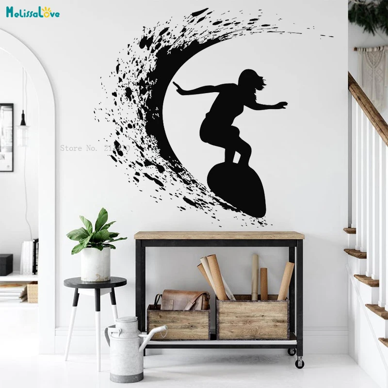 Храбровая женщина, серфинг, наклейка на стену, стремление к свободе и возбуждению, доска для серфинга, водные виды спорта, виниловые декоративные наклейки YT4571