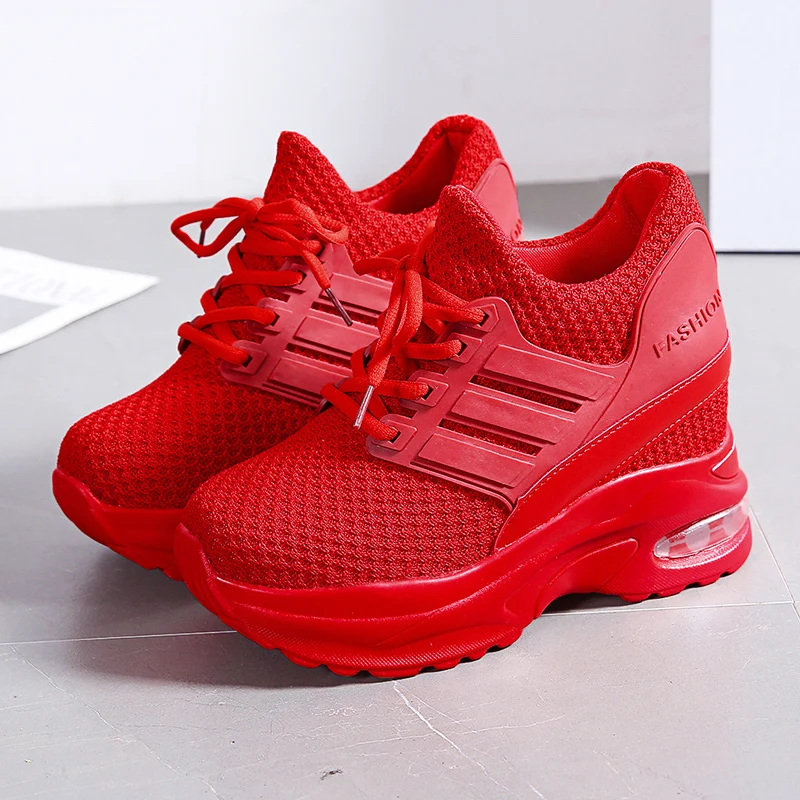 

Женские сетчатые туфли на платформе, повседневная воздухопроницаемая обувь на плоской подошве, белые, весна-лето