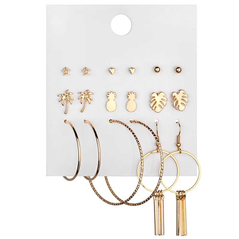 Модные ювелирные изделия набор из 12 пар/упак. сережек смолы и камня квадратные