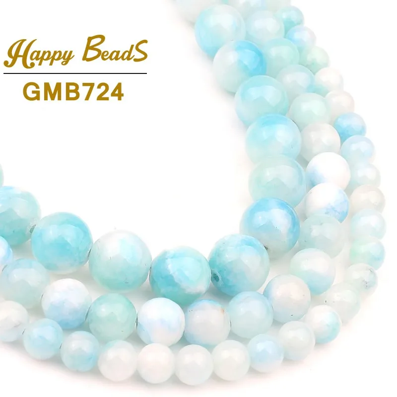 Бусины из нефрита персидские синие круглые бусины россыпью для изготовления